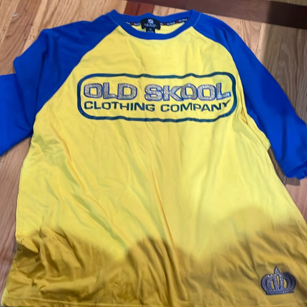 Men's Yellow and Blue Raglan Tee